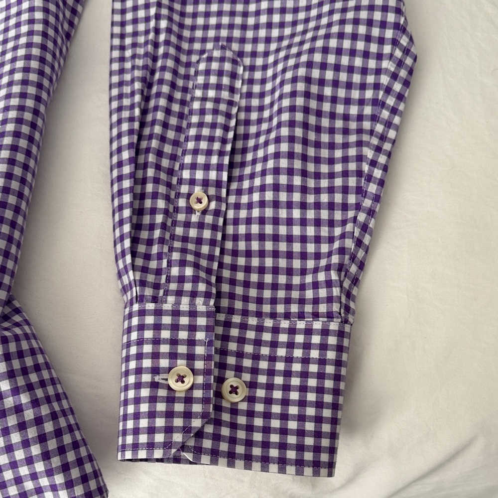 Express Men's Purple Gingham Button-Down Shirt - Picture 5 of 6